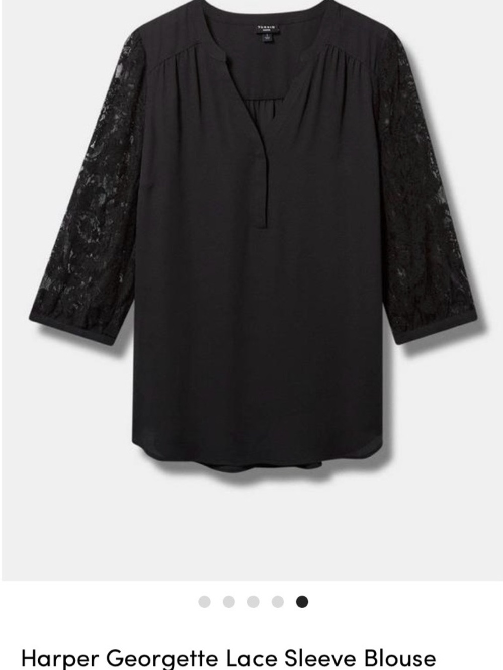 torrid Black Georgette Lace-Sleeve Blouse